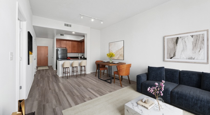 living room and kitchen