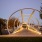 lighted bridge near harbor