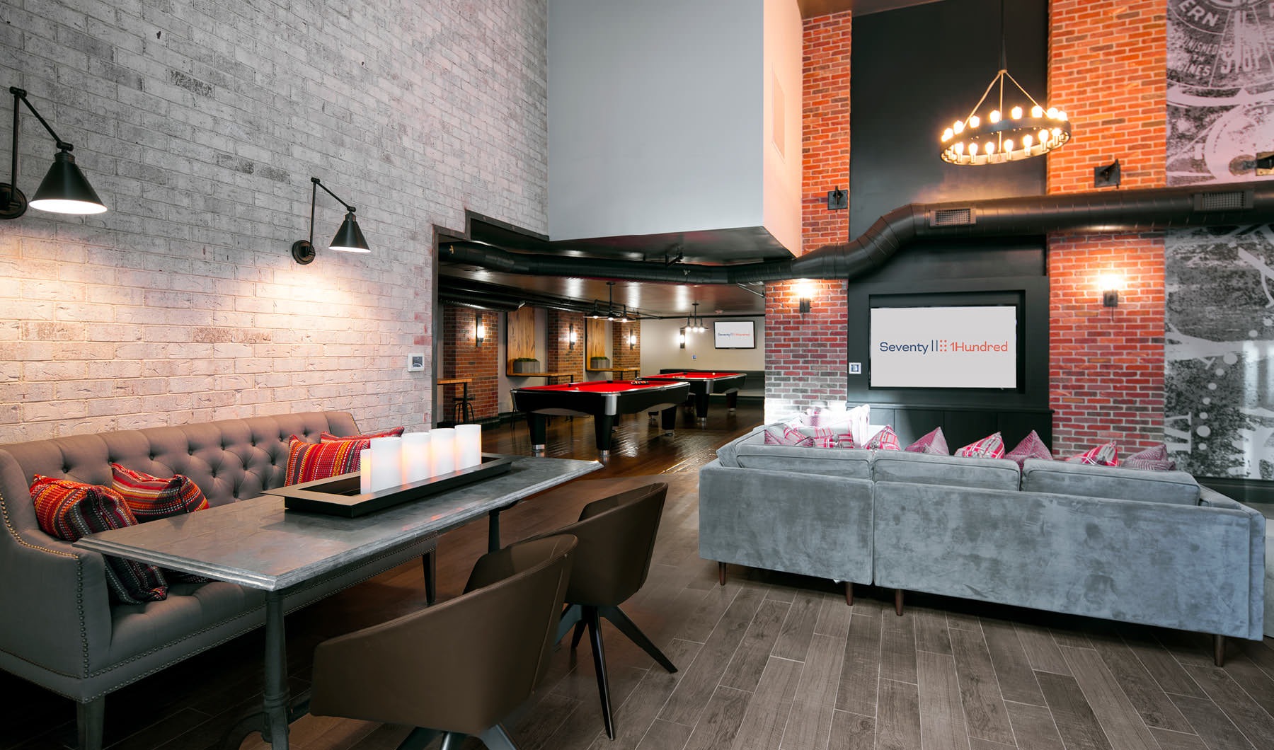 Modern Conveniences Sports lounge with TVs and gaming stations