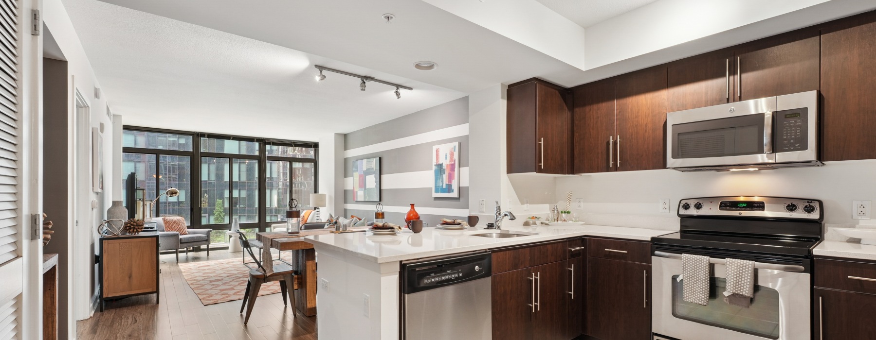 open floor plan kitchen and living area